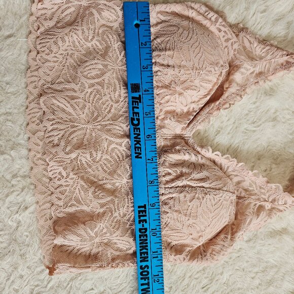 Aerie Women's Light Pink Firework Lace Padded Halter Bralette Size: S - Picture 3 of 8